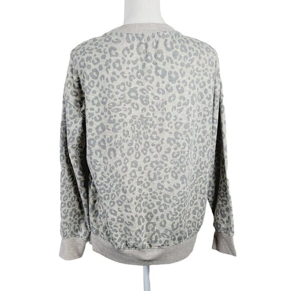 Splendid Sz Small Leopard Shirt Tan Gray Sweatshirt Look Casual Everyday Wear - Picture 3 of 6